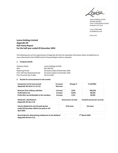 Thumbnail Lovisa Holdings Half-year Report 2025-h1