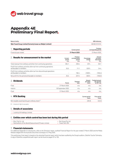 Thumbnail Webjet Limited Annual Report 2026