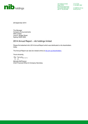 Miniature nib holdings limited Rapport annuel 2014