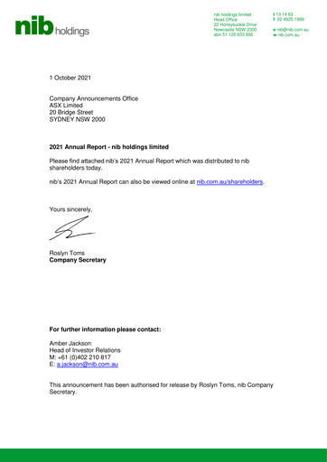 Miniature nib holdings limited Rapport annuel 2021