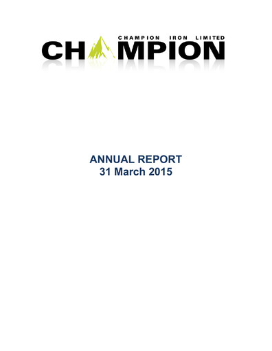 Thumbnail Champion Iron Annual Report 2015
