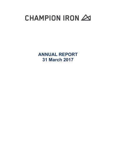 Thumbnail Champion Iron Annual Report 2017