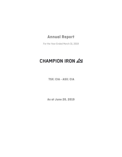 Thumbnail Champion Iron Annual Report 2019