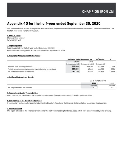 Thumbnail Champion Iron Half-year Report 2021-h1