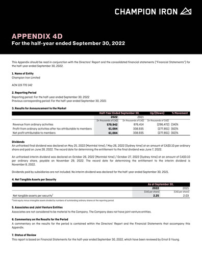 Thumbnail Champion Iron Half-year Report 2023-h1