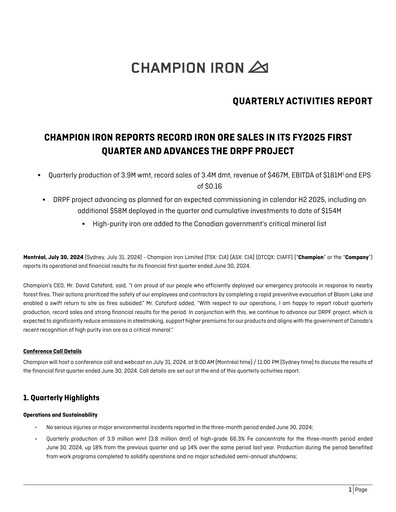 Thumbnail Champion Iron Quarterly Report 2025-q1