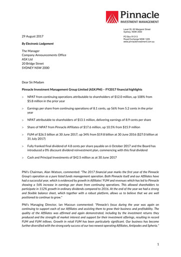 Thumbnail Pinnacle Investment Management Group Financial Report 2017
