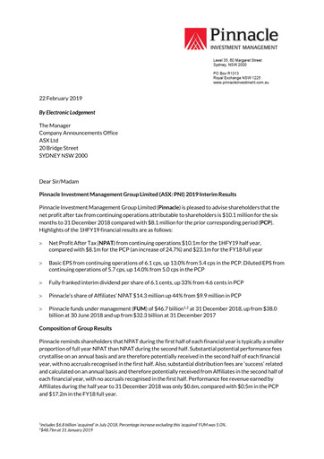 Thumbnail Pinnacle Investment Management Group Half-year Report 2019