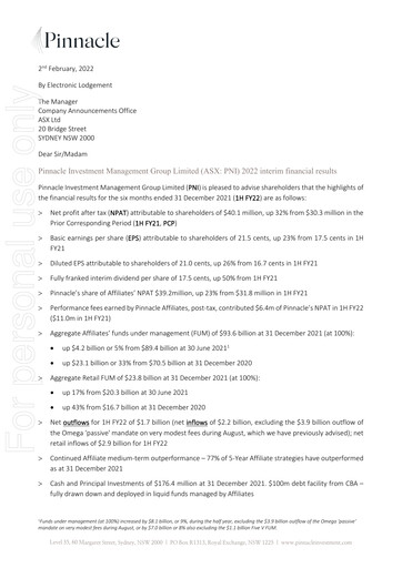 Thumbnail Pinnacle Investment Management Group Half-year Report 2022