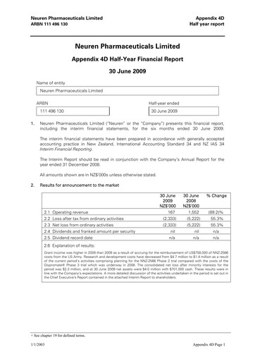 Thumbnail Neuren Pharmaceuticals Half-year Report 2009-h1