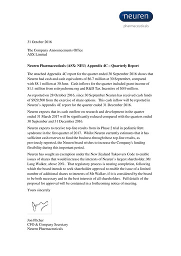 Thumbnail Neuren Pharmaceuticals Quarterly Report 2016-q3