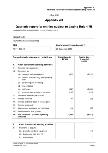 Thumbnail Neuren Pharmaceuticals Quarterly Report 2019-q3