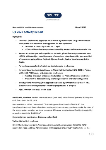 Thumbnail Neuren Pharmaceuticals Quarterly Report 2023-q1