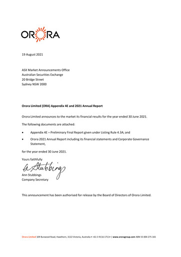 Thumbnail Orora Limited Annual Report 2021