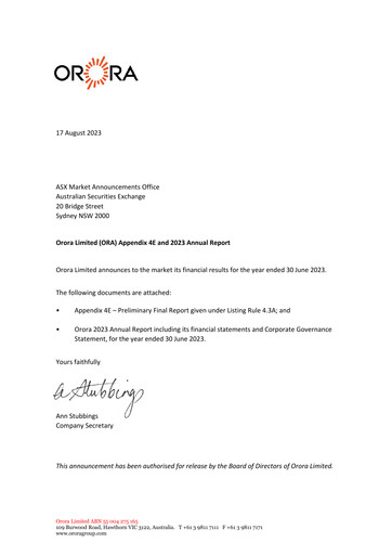 Thumbnail Orora Limited Annual Report 2023