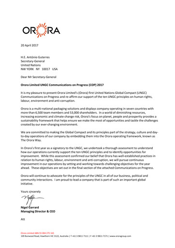 Thumbnail Orora Limited ESG Report 2017