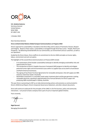 Thumbnail Orora Limited ESG Report 2018