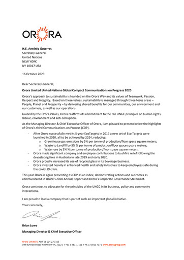 Thumbnail Orora Limited ESG Report 2020