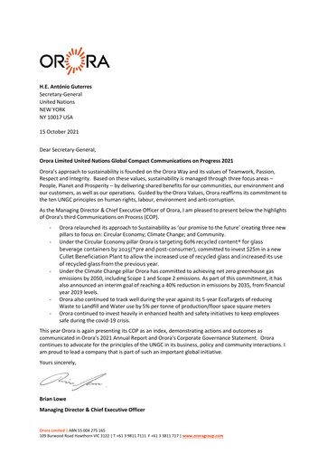 Thumbnail Orora Limited ESG Report 2021