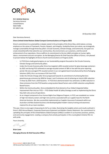 Thumbnail Orora Limited ESG Report 2023