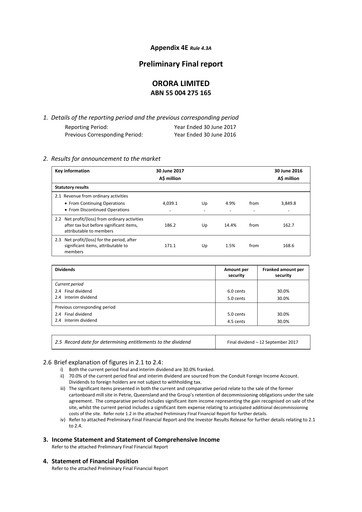 Thumbnail Orora Limited Financial Report fy2017