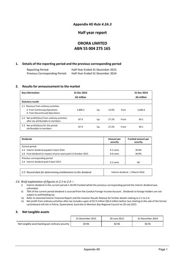 Thumbnail Orora Limited Half-year Report 2016-h1