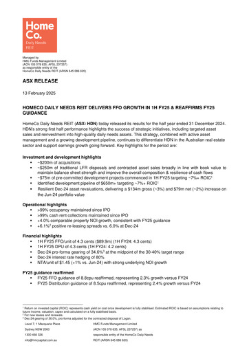 Thumbnail HomeCo Daily Needs REIT Half-year Report 2025-h1