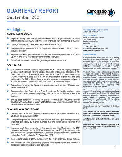 Thumbnail Coronado Global Resources Quarterly Report 2021-q4