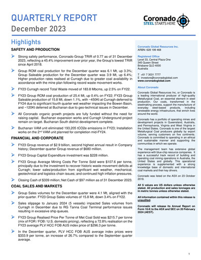 Thumbnail Coronado Global Resources Quarterly Report 2023-q4