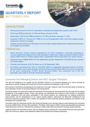 Thumbnail Coronado Global Resources Quarterly Report 2024-q3