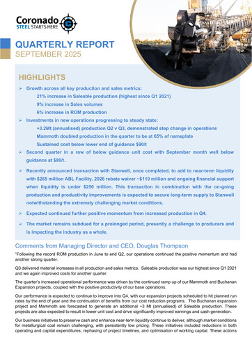 Thumbnail Coronado Global Resources Quarterly Report 2025-q3