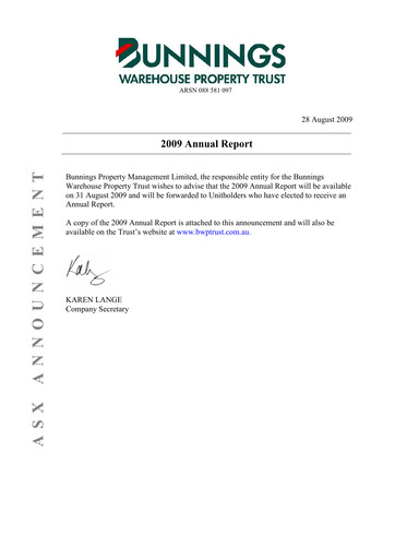 Thumbnail BWP Trust Annual Report 2009