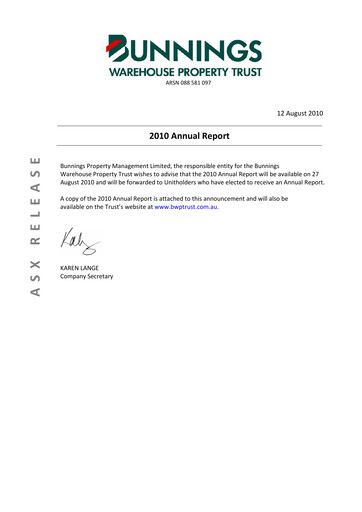 Thumbnail BWP Trust Annual Report 2010