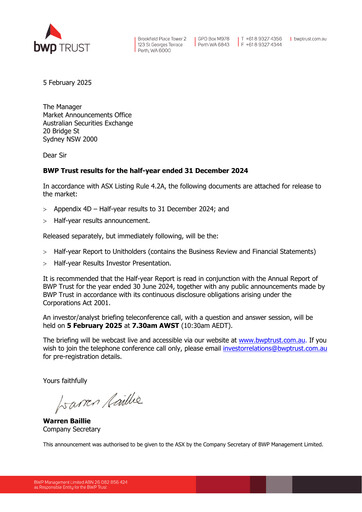 Thumbnail BWP Trust Financial Statement 2025-h1