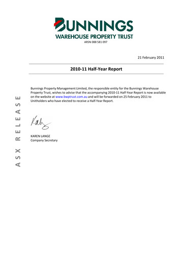 Thumbnail BWP Trust Half-year Report 2011-h1