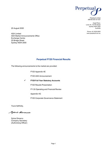 Thumbnail Perpetual Limited Financial Statement 2020