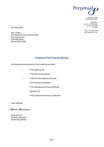 Thumbnail Perpetual Limited Financial Statement 2022