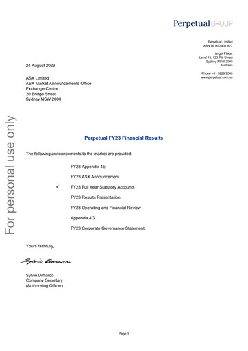 Thumbnail Perpetual Limited Financial Statement 2023