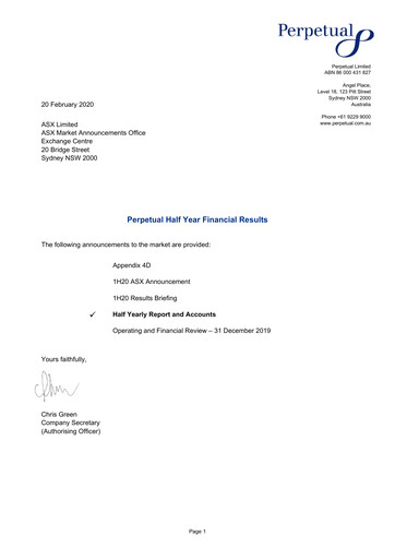 Thumbnail Perpetual Limited Half-year Report 2020-h1