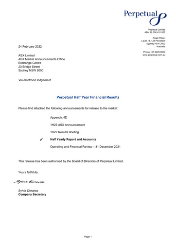 Thumbnail Perpetual Limited Half-year Report 2022-h1