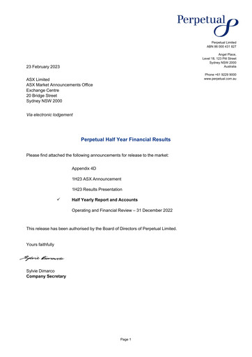 Thumbnail Perpetual Limited Half-year Report 2023-h1