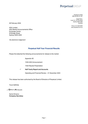 Thumbnail Perpetual Limited Half-year Report 2024-h1