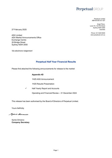 Thumbnail Perpetual Limited Half-year Report 2025-h1