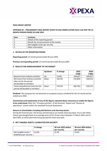 Thumbnail PEXA Group Annual Report fy2025