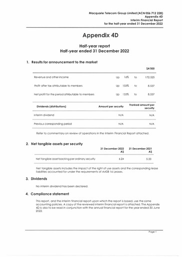 Thumbnail Macquarie Technology Group Half-year Report 2023-h1