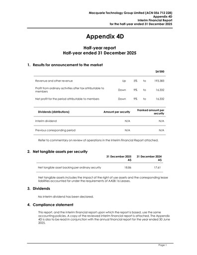 Thumbnail Macquarie Technology Group Half-year Report 2026-h1