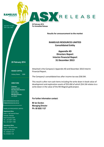 Thumbnail Ramelius Resources Half-year Report 2014-h1