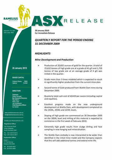 Vorschaubild Ramelius Resources Quartalsbericht 2010-q2