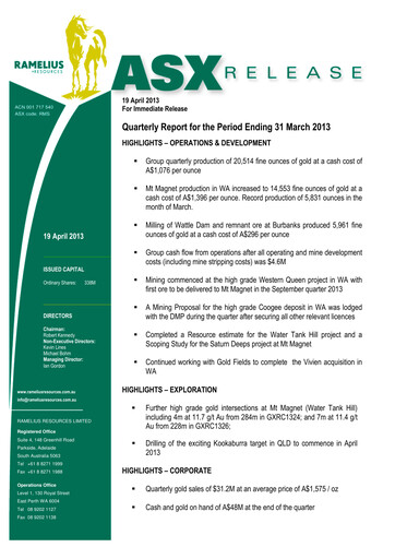 Vorschaubild Ramelius Resources Quartalsbericht 2013-q3