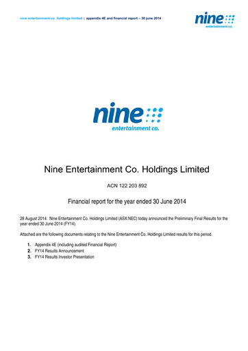 Thumbnail Nine Entertainment Co. Holdings Financial Report 2014